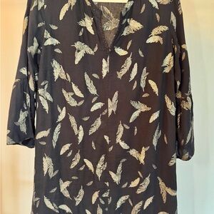 Johnny Was Workshop Black and Gold Relaxed Tunic Dreas Size S
